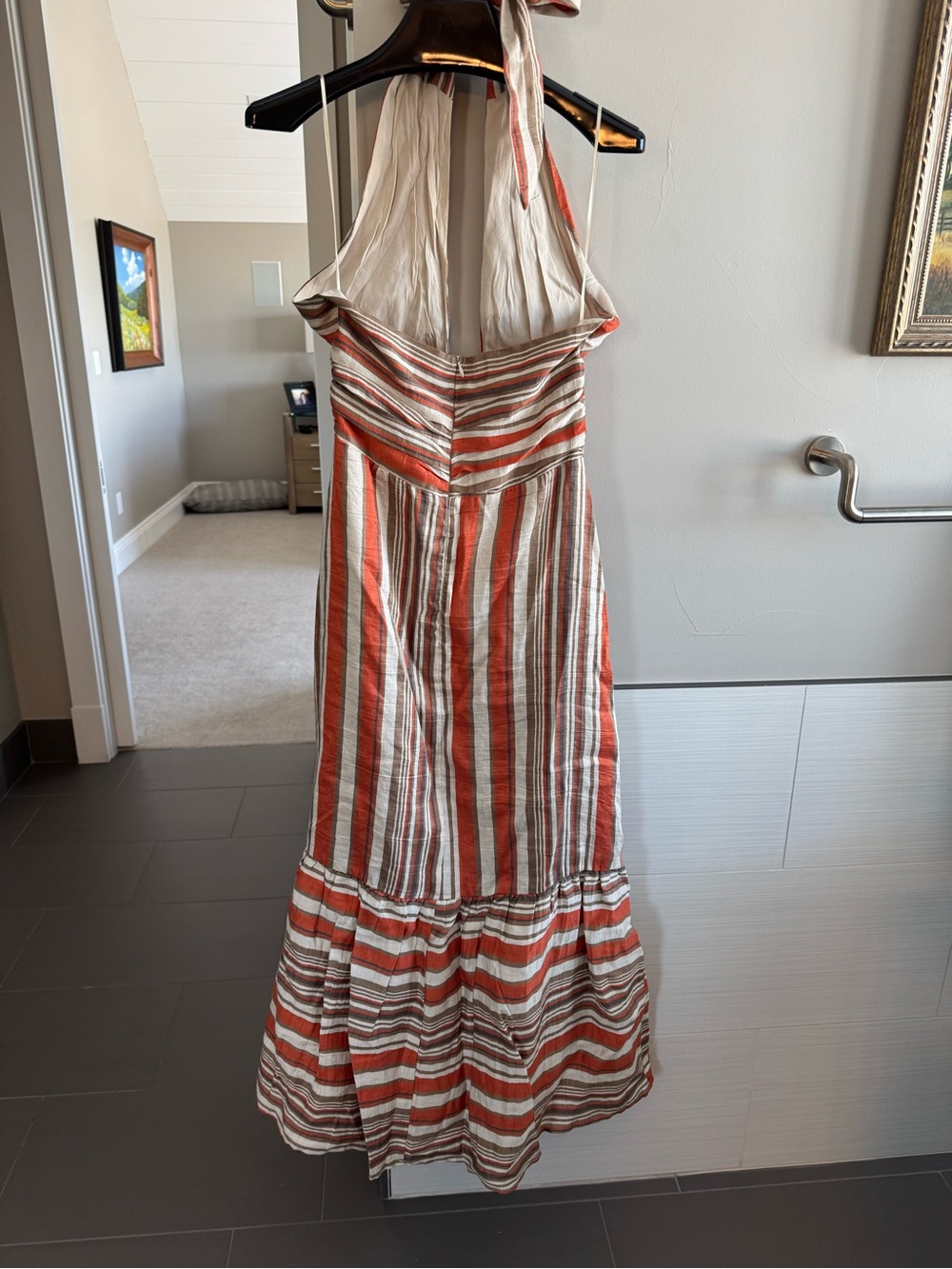 DISSH Striped Halter Maxi Dress in Cream & Tan, orange - Picture 10 of 11